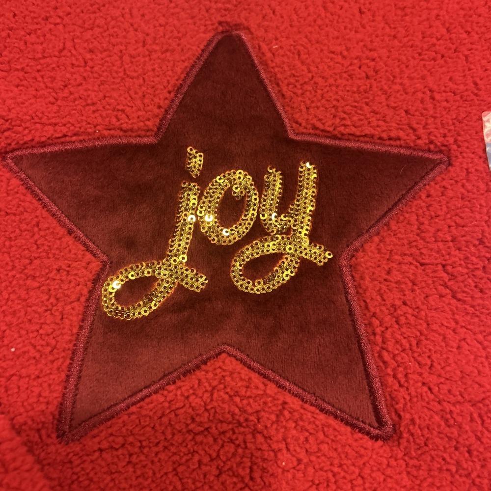 Rockin' Around Christmas‎ Sweatshirt Red With Velvet Star Gold Joy Sparkles Soft - Picture 3 of 9